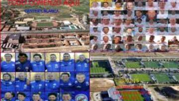 En Valdebebas. Los veteranos de la cantera blanca han elaborado este cartel promocional.