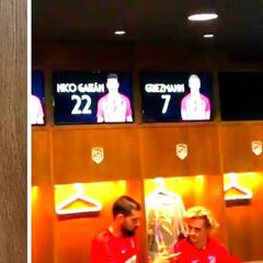 Los jugadores del Atleti enseñan el vestuario local del Wanda