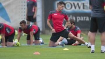 Héctor Moreno, en uno de sus pocos entrenamientos con el Espanyol esta pretemporada.