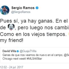 Villa reta a Sergio Ramos y el capitán blanco acepta el duelo