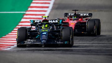 Lewis Hamilton, por delante de Charles Leclerc, durante el GP de Estados Unidos.