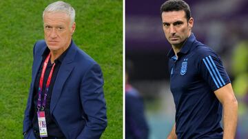 Lionel Scaloni (der) y Didier Deschamps (izq) durante un partido de la Copa del Mundo.