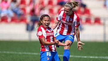 Leicy celebra el segundo gol del Atlético ante el Athletic.