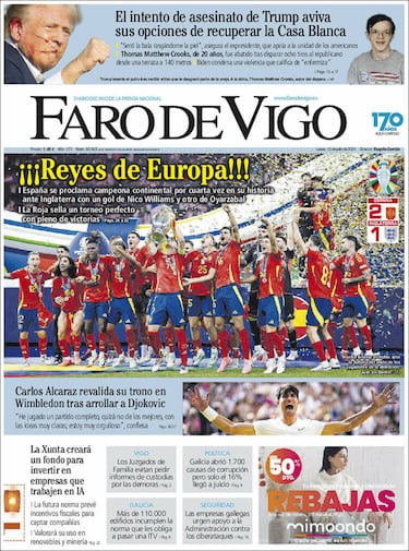 Invencibles, Reyes de Europa... Las portadas del triunfo de España en la Euro