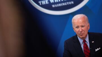 President Joe Biden participates in a virtual meeting with governors while discussing reproductive health care.