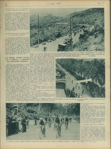 Recorrido por las mejores imgenes de la I Vuelta a Espa?a a travs de la edicin de AS Semanal de 1935.

