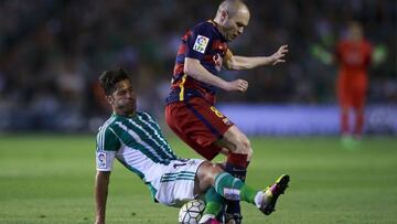 Iniesta en un encuentro ante el Betis en Abril del 2016