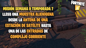 &iquest;D&oacute;nde encontrar una muestra alien&iacute;gena en una antena de una estaci&oacute;n de sat&eacute;lite y c&oacute;mo llevarla hasta Complejo Corriente en Fortnite?