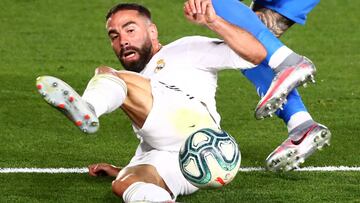 Dani Carvajal, lateral del Real Madrid, en el partido contra el Getafe.
