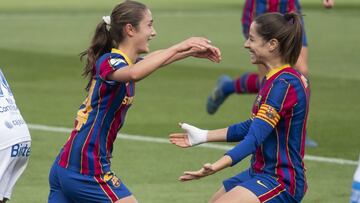 Bruna y Vicky Losada, jugadoras del Bar&ccedil;a. 