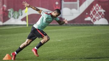 Cristiano, ayer en el entrenamiento con la selecci&oacute;n de Portugal en Kaz&aacute;n (Rusia).