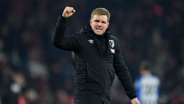 Eddie Howe, entrenador del Bournemouth, celebra una victoria conseguida en Premier League ante el Brighton.