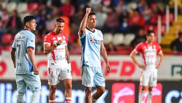 Angel Sepulveda celebrates his goal 0-1 of Cruz Azul during the game Necaxa vs Cruz Azul, corresponding to Round 11 of the Torneo Apertura 2023 of the Liga BBVA MX, at Victoria Stadium, on October 04, 2023.
<br><br>
Angel Sepulveda celebra su gol 0-1 de Cruz Azul. durante el partido Necaxa vs Cruz Azul, correspondiente a la Jornada 11 del Torneo Apertura 2023 de la Liga BBVA MX, en el Estadio Victoria, el 04 de Octubre de 2023.