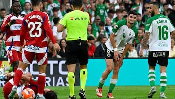 Aldasoro y Rober, del Racing, contra el Granada.