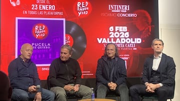 Marcos y Ángel Fernández Fermoselle presentando la canción "Pucela, te quiero", junto a Caminero y Tornadijo.