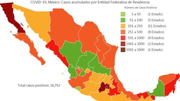 Mapa y casos de coronavirus en México por estados hoy 29 de abril