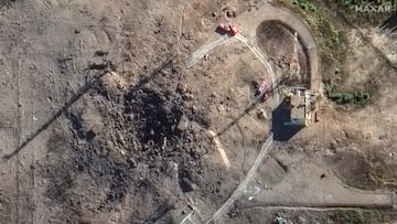 A satellite image of a closer view of a launch site after the launch failure of a Russian RS-28 Sarmat intercontinental ballistic missile, according to arms experts, at the Plesetsk Cosmodrome in northern Russia, September 21, 2024. Maxar Technologies/Handout via REUTERS. THIS IMAGE HAS BEEN SUPPLIED BY A THIRD PARTY. NO RESALES. NO ARCHIVES. MANDATORY CREDIT. DO NOT OBSCURE LOGO