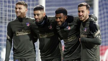 Trippier, Carrasco, Lemar y Ricard, en un entrenamiento del Atl&eacute;tico.