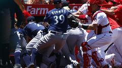 In a bizarre bench-clearing play in the Angels-Mariners game on Monday, MLB has hit back with 12 suspensions and an undisclosed amount in fines