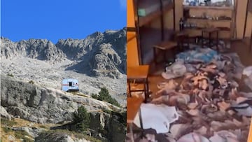 Refugio Besiberri desde fuera y por dentro, destrozado