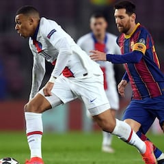 How many goals has Kylian Mbappé scored against Barcelona? What is his record?