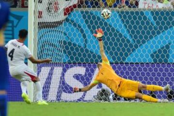 Tanda de penaltis. En el noveno lanzamiento Michael Umaña anota y clasifica a Costa Rica para cuartos.