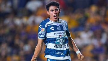 Elias Montiel celebrate this goal 1-1 of Pachuca during the 14th round match between Tigres UANL and Pachuca as part of the Liga BBVA MX, Torneo Apertura 2024 at Universitario Stadium on October 26, 2024 in Monterrey, Nuevo Leon, Mexico.