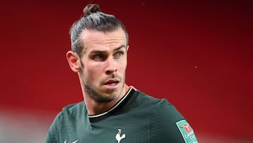 STOKE ON TRENT, ENGLAND - DECEMBER 23: Gareth Bale of Tottenham Hotspur looks on during the Carabao Cup Quarter Final match between Stoke City and Tottenham Hotspur at Bet365 Stadium on December 23, 2020 in Stoke on Trent, England. The match will be playe