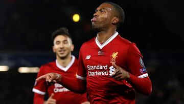 Soccer Football - Champions League - Liverpool vs NK Maribor - Anfield, Liverpool, Britain - November 1, 2017   Liverpool&#039;s Daniel Sturridge celebrates scoring their third goal    REUTERS/Phil Noble