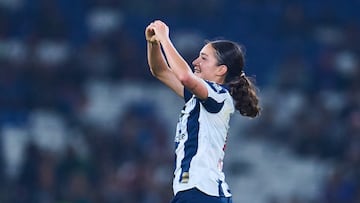 Lourdes Martinez celebrates her goal 2-0 of Monterrey during the 4th round match between Monterrey and Cruz Azul as part of the Liga BBVA MX Femenil, Torneo Clausura 2026 at BBVA Bancomer Stadium, on January 21, 2026 in Monterrey, Nuevo Leon, Mexico.