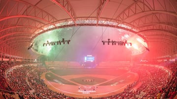 General View Fireworks in the Stadium during the Inauguration ceremony prior to the start of the 2021 Mazatlan Caribbean Series, at the Teodoro Mariscal Stadium, on January 31, 2021.
<br><br>
Vista General Fuegos Artificiales en el Estadio durante la ceremonia de Inauguracion previo al inicio de la Serie del Caribe Mazatlan 2021, en el Estadio Teodoro Mariscal, el 31 de Enero de 2021.