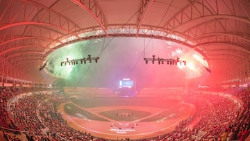 General View Fireworks in the Stadium during the Inauguration ceremony prior to the start of the 2021 Mazatlan Caribbean Series, at the Teodoro Mariscal Stadium, on January 31, 2021.

<br><br>

Vista General Fuegos Artificiales en el Estadio durante la ceremonia de Inauguracion previo al inicio de la Serie del Caribe Mazatlan 2021, en el Estadio Teodoro Mariscal, el 31 de Enero de 2021.