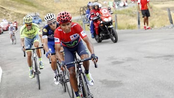Nairo Quintana, Alberto Contador y Gianluca Brambilla, en la subida a Aramón Formigal en La Vuelta 2016.