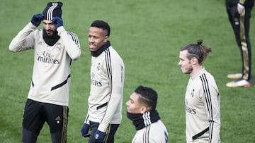 Bale, en un entrenamiento con el Real Madrid.