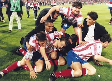 Celebración Copa del Rey por los jugadores del Atlético