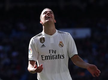 Soccer Football - La Liga Santander - Real Madrid v Girona - Santiago Bernabeu, Madrid, Spain - February 17, 2019  Real Madrid's Mariano reacts             