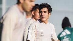 El lateral izquierdo Manu Sánchez, durante un entrenamiento del Celta.