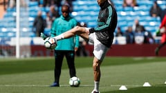 Cristiano Ronaldo durante el calentamiento. 