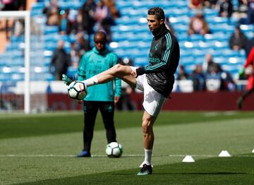 Cristiano Ronaldo durante el calentamiento. 