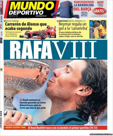 Reconocimiento unánime de la prensa a la gesta de Rafa Nadal