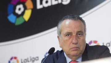 El presidente del VIllarreal, durante la reunión de la semana pasada de LaLiga.