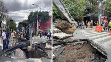 Viral: Se forma impactante socavón de tres metros de profundidad en la Colonia Roma, CDMX