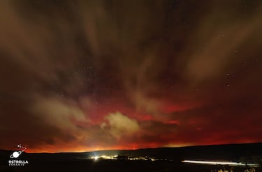 Aurora boreal desde Tobillos, Guadalajara, Castilla-La Mancha. 
 