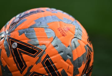 Soccer Football - FA Cup - Fourth Round - Everton v AFC Bournemouth - Goodison Park, Liverpool, Britain - February 8, 2025 General view of the match ball before the match REUTERS/Peter Powell