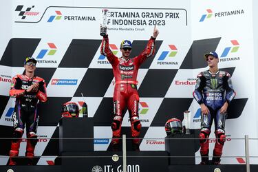 Así celebró Bagnaia su victoria en Indonesia que le devuelve el liderato del mundial