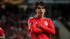 Joao F&eacute;lix celebra un gol con el Benfica. 