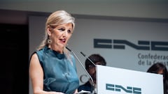 La vicepresidenta segunda y ministra de Trabajo y Economía Social, Yolanda Díaz, interviene durante la gala ‘La Noche de la Construcción’ de la I Edición de los Premios Confederación Nacional de la Construcción (CNC) 2023, en CaixaForum Madrid, a 21 de marzo de 2024, en Madrid (España). Durante la gala, se ha premiado el talento, la innovación y el dinamismo de las empresas. En ella se ha reconocido por primera vez, a nivel nacional, la labor de las constructoras y la importancia estratégica de un sector que representa en torno al 10% del PIB y proporciona empleo de calidad a más de 1,3 millones de trabajadores.
21 MARZO 2024;CONSTRUCCIÓN;GALA;PREMIOS;CONSTRUCTORAS;MINISTRAS;
Gabriel Luengas / Europa Press
21/03/2024