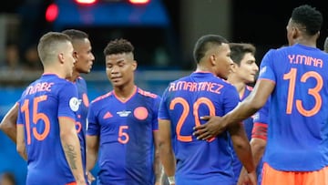 Jugadores de la Selecci&oacute;n Colombia en el partido ante Argentina por Copa Am&eacute;rica.