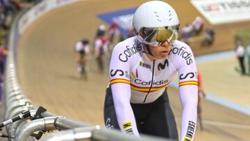 La ciclista espa&ntilde;ola Tania Calvo, durante su participaci&oacute;n en la prueba de Madison en la Copa de las Naciones de Ciclismo en Pista de Milton.