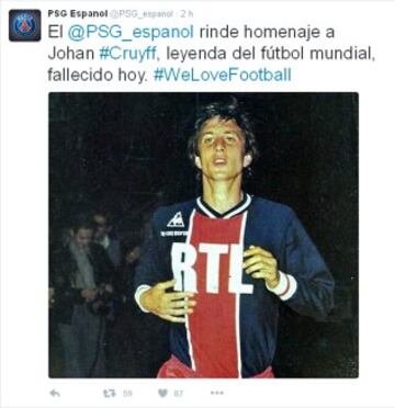 El mundo del deporte despide a Johan Cruyff en las redes sociales